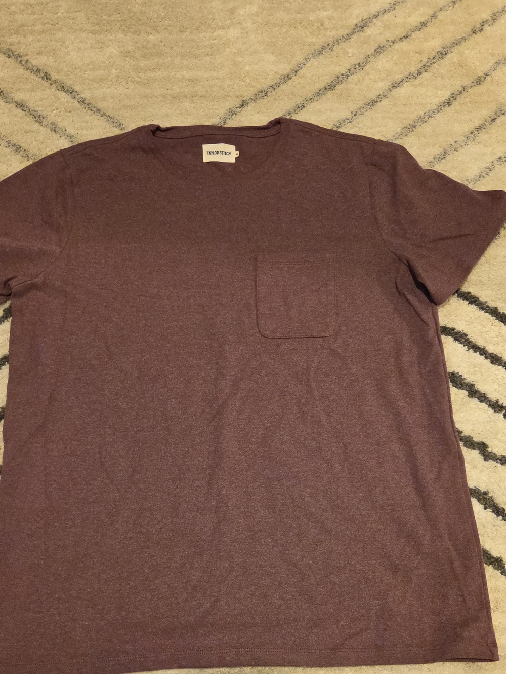 Taylor Stitch Heather Maroon Pocket Crew Tee